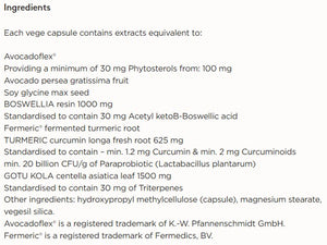 Supplement facts for Joint Protect & Repair Daily