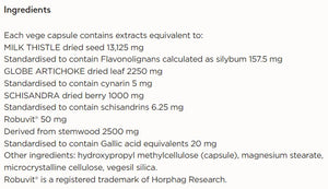 Supplement facts for Liver Detox & Protect Daily