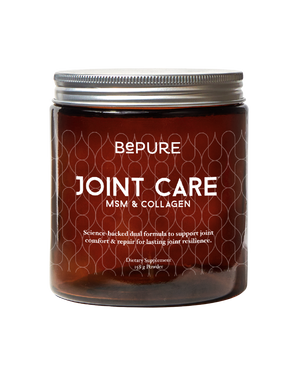 A supplement container of Joint Care by Be Pure