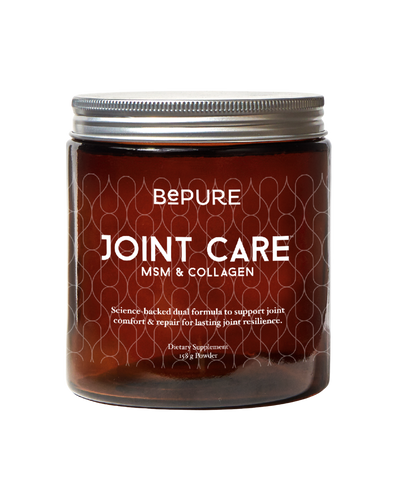 A supplement container of Joint Care by Be Pure