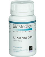 A supplement container of L Theanine 200 by Bio-Medica