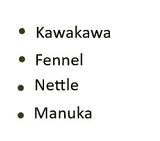 Supplement facts for Replenish Premium Herbal Tea listing ingredients including Fennel, Foeniculum vulgare, Kawakawa Leaf Powder, Manuka Oil, Nettle extract