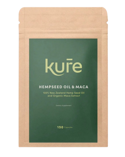 A supplement container of Hempseed Oil and Maca Refill Pouch by Kure
