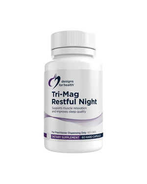 A supplement container of Tri-Mag Restful Night Capsules by Designs for Health