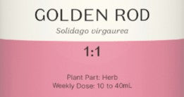 Supplement facts for Golden Rod 1:1 listing ingredients including Goldenrod