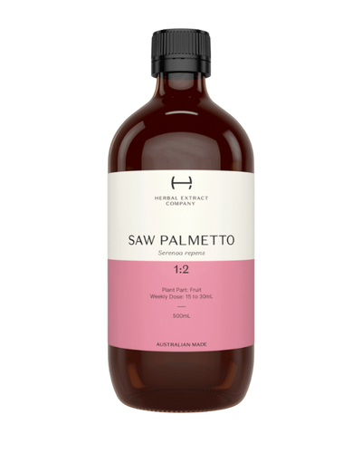 A supplement container of Saw Palmetto 1:2 by Herbal Extract Company