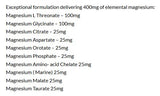 Supplement facts for SleepDrops Magnesium 10 listing ingredients including Magnesium, Magnesium, Magnesium Taurate, Magnesium aspartate, Magnesium citrate