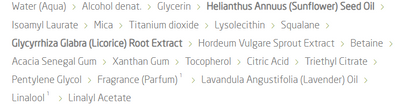 Supplement facts for Skin Food Glow Serum Drops listing ingredients including Acacia, Angustifolia, Betaine HCI, Cetyl Alcohol, Citric Acid