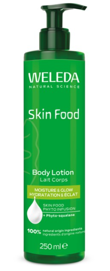A supplement container of Skin Food Body Lotion by Weleda
