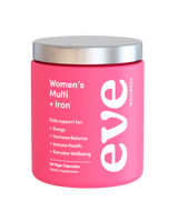 A supplement container of Women’s Multi + Iron by Eve