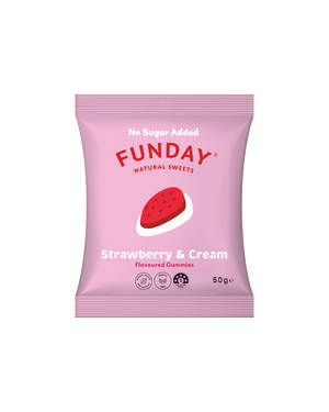 A supplement container of Strawberry & Cream by Funday Natural Sweets