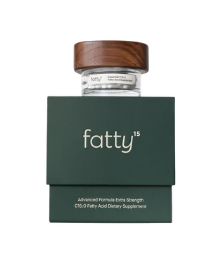A supplement container of Fatty15 Advanced Formula Extra Strength Starter Kit by Fatty15 Clinical