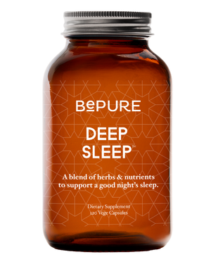 A supplement container of Deep Sleep 120c by Be Pure