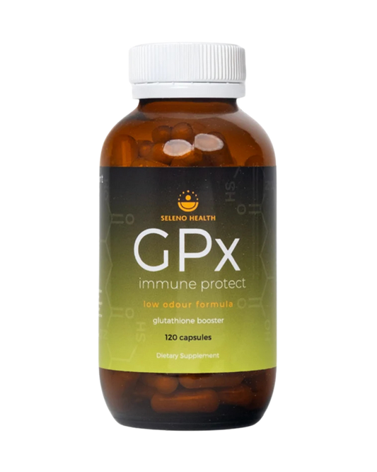 A supplement container of GPx Immune Protect by Seleno Health (Retail)