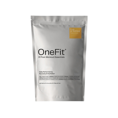 A Supplement pouch with the name OneFit Recovery (Tropical Crush) by First or Nothing.