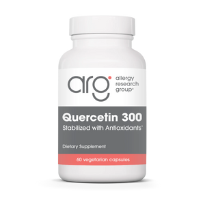 A supplement container with the name Quercetin 300 by Allergy Research Group.