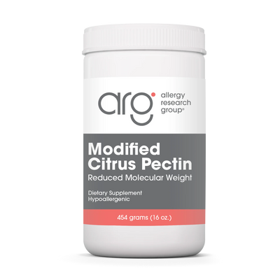 A Supplement container with the name Modified Citrus Pectin by Allergy Research Group.