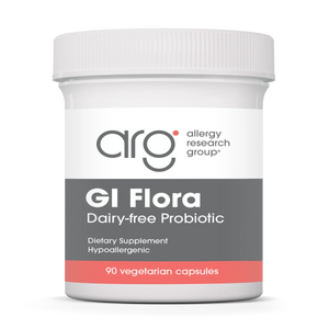A Supplement container with the name GI Flora by Allergy Research Group.