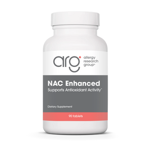 A Supplement container with the name NAC Enhanced by Allergy Research Group. 