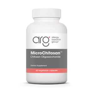 A Supplement container with the name MicroChitosan by Allergy Research Group