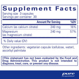 Ingredients: Calcium (as calcium citrate), Magnesium (as Magnesium citrate).