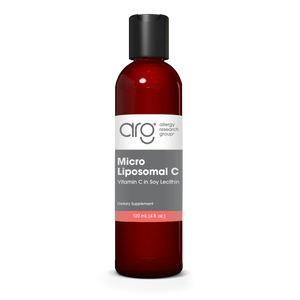 A supplement container with the name Micro Liposomal C by Allergy Research Group.