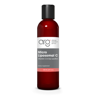 A supplement container with the name Micro Liposomal C by Allergy Research Group.