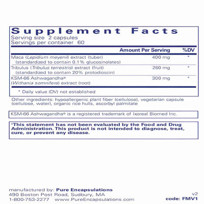 Ingredients: Maca (Lepidium meyenii), Tribulus (Tribulus terrestris), KSM-66 Ashwagandha (Withania somnifera)