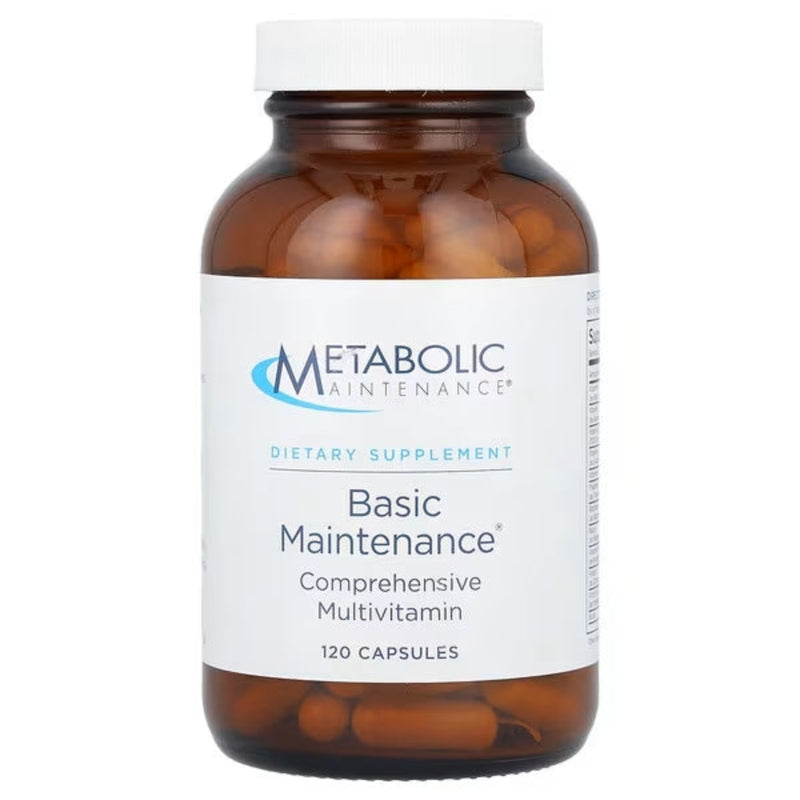 A Supplement container with the name Basic Maintenance by Metabolic Maintenance.