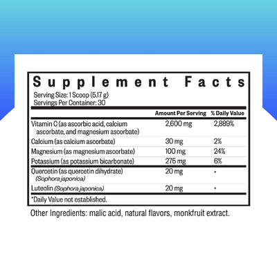 Ingredients: Vitamin C, Calcium, Magnesium, Potassium, Quercetin, Luteolin.