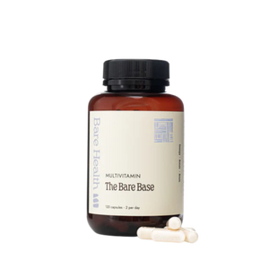 A Supplement container with name The Bare Base (120 Caps) by Bare Health.