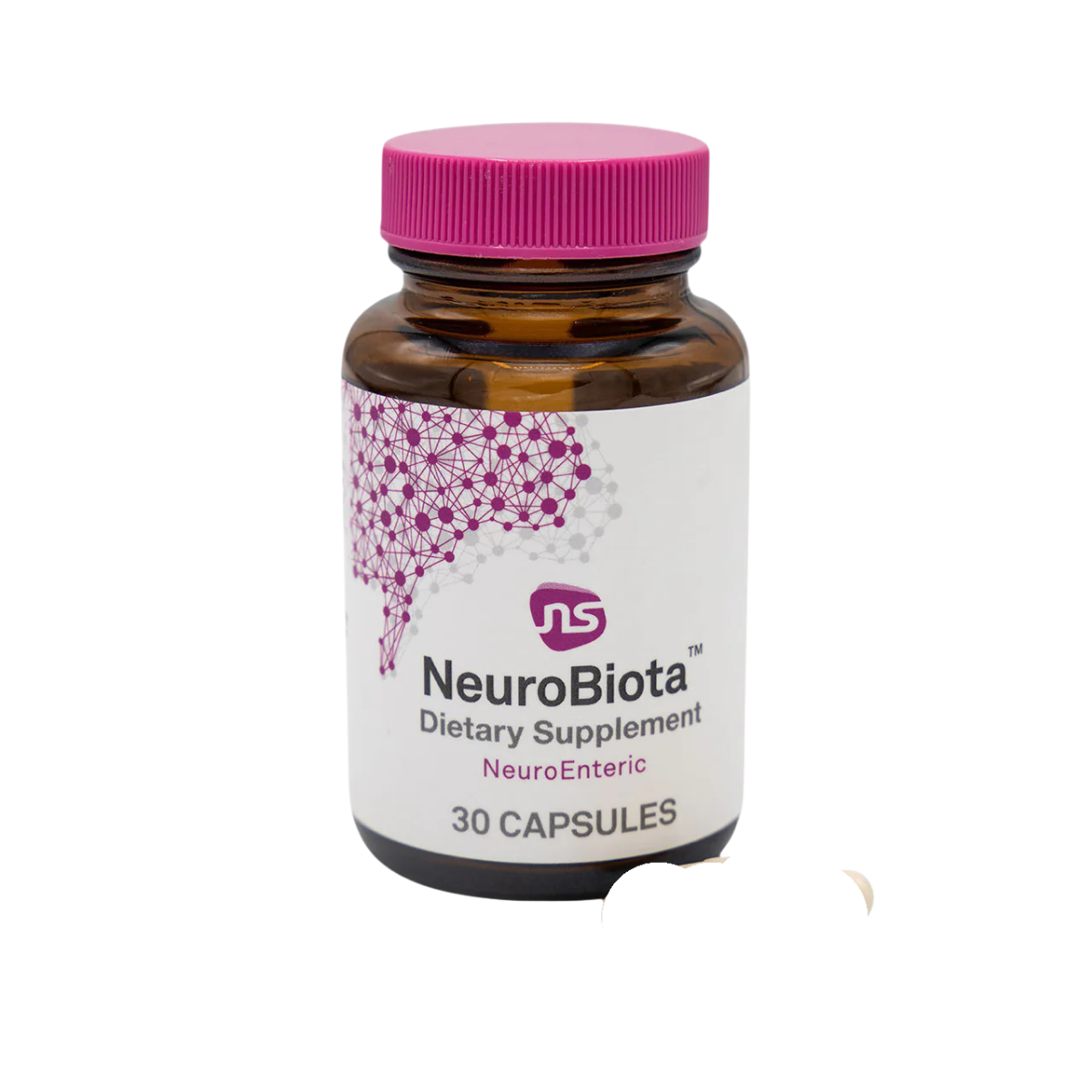 A Supplement container with the name  NeuriBiota by NeuroScience.