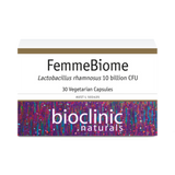 A Supplement box with the name FemmeBiome by Bioclinic Naturals.