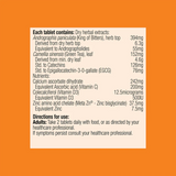Text listing the ingredients including Andrographis paniculata, king of bitters, Camellia sinensis, Green Tea, Calcium ascorbate dihydrate, Vitamin C, Colecaliferol, Vitamin D, D3, Zinc bisglycinate