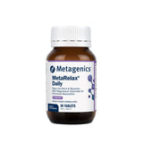 A Supplement container with the name MetaRelax Daily (30 Tabs) Metagenics