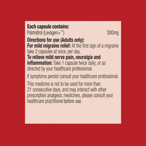 Ingredients including Palmidrol, Levagen+.