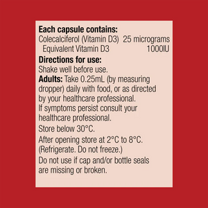 An ingredients list including Colecalciferol, Vitamin D3