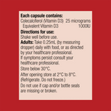 An ingredients list including Colecalciferol, Vitamin D3