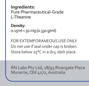 Supplement facts for L-Theanine Powder by RN Labs