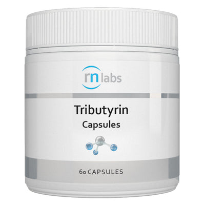 A Supplement container with the name Tributyrin by RN Labs.