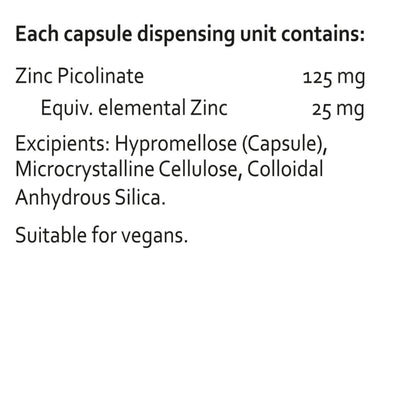 Ingredients: Zinc Picolinate. 