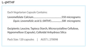 Ingredients: Levomefolate Calcium