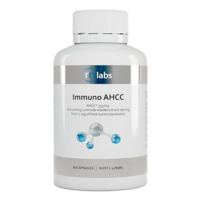 A Supplement container with the name  Immuno ACC y RN Labs.