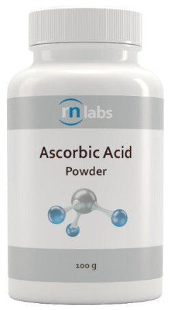 A supplement container with the name Ascorbic Acid Powder by RN Labs.