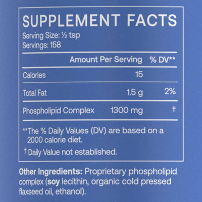 Ingredients: Phospholipid Complex (Serving numbers varies  according to the amount of liquid in the  bottle)