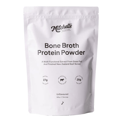 A Supplement pouch with the name Bone Broth Protein Powder  (Unflavoured) by Mitchell's Nutrition
