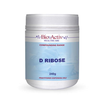 A Supplement container with the name D Ribose (240g) by Bio-Active.