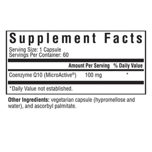 Ingredients: Coenzyme Q10 (MicroActive)