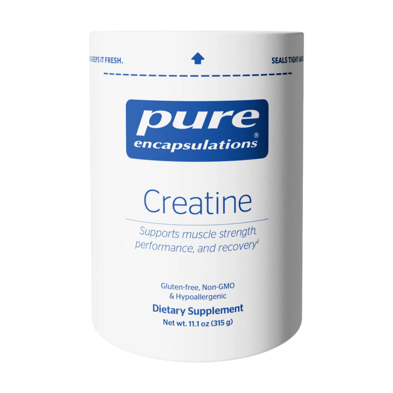 A Supplement container with the name Creatine by Pure Encapsulations.