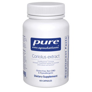 A Supplement container with the name Coriolus Extract by Pure Encapsulations.